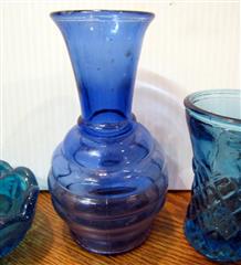 VTG BLUE GLASS ART GLASS COLLECTION - LOT OF 12 PCS